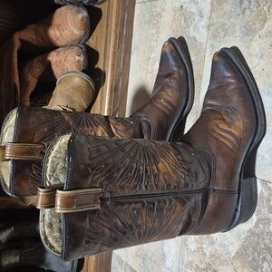 Texas Men's Cowboy Boots Western Bird Design  Leather Size 9 D